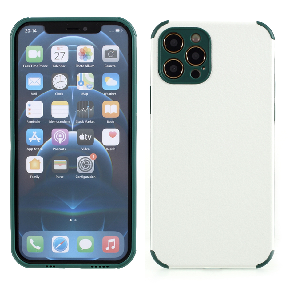 

Кожа + ТПУ Телефон Защитная Оболочка Для IPhone 12 Pro - Зеленый, iPhone 12 Pro