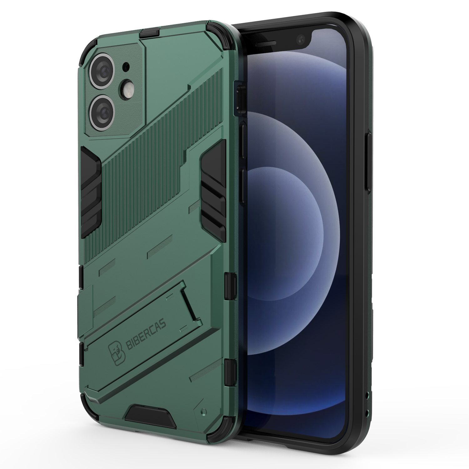 

Shockproof PC + TPU Hybrid Phone Case Back Cover with Kickstand for iPhone 11 6.1 inch - Green, iPhone 11 6.1 inch