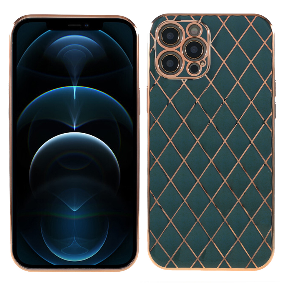 

Shock -resean Electrating Rombus Pattern Tpu Chace Для Iphone 12 Pro Max - Зеленый