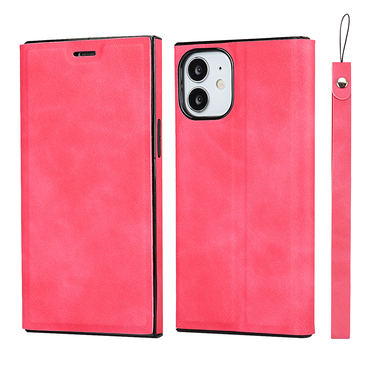 

Silky-Tairs PU Кожаный Держатель Дизайн Дизайн Телефон Обложка Для IPhone 12 Mini - Красный, iPhone 12 mini