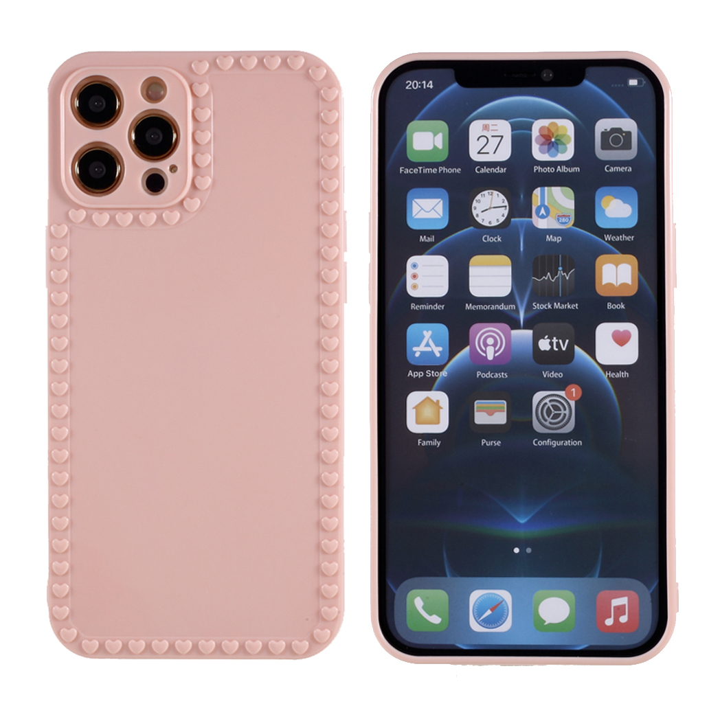 

Сердце Шаблон Кадр Декор Мягкий TPU Крышка Телефона Чехол Для IPhone 12 Pro - Розовый, iPhone 12 Pro