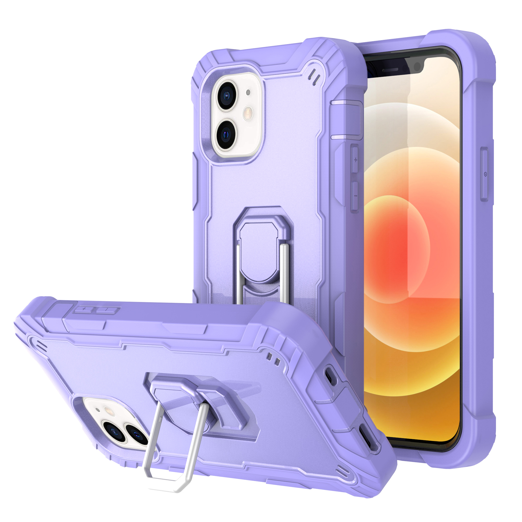 

PC + TPU Hybrid All-Round Protection Phone Shell with Kickstand Design for iPhone 12 mini - Purple, iPhone 12 mini