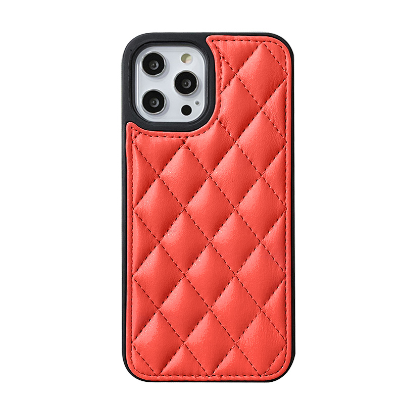 

NXE Diamond Rallatite Стиль Кожаный Чехол Чехол Телефон Крышка Для IPhone 12 / 12 Про - Красный, iPhone 12