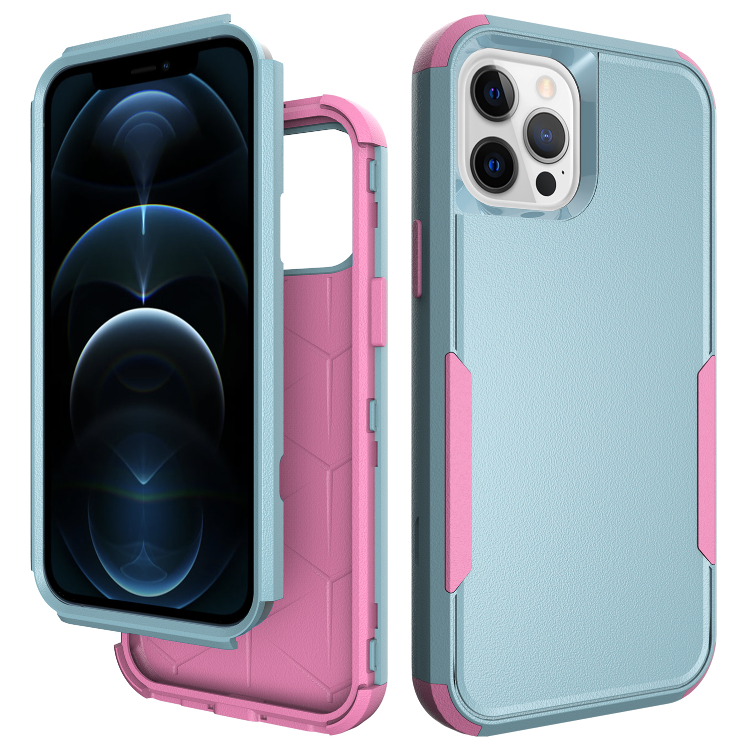 

Полная Защита TPU + пк Гибридный Телефон Для Iphone 12 Pro Max - Синий/розовый, iPhone 12 Pro Max