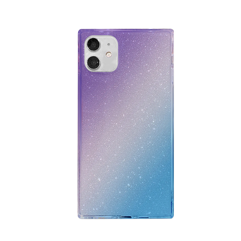 

NXE Straight Edge Precise Cut-Out Glittering Paper Design TPU Phone Protector Cover for iPhone 12 mini - Purple/Blue, iPhone 12 mini