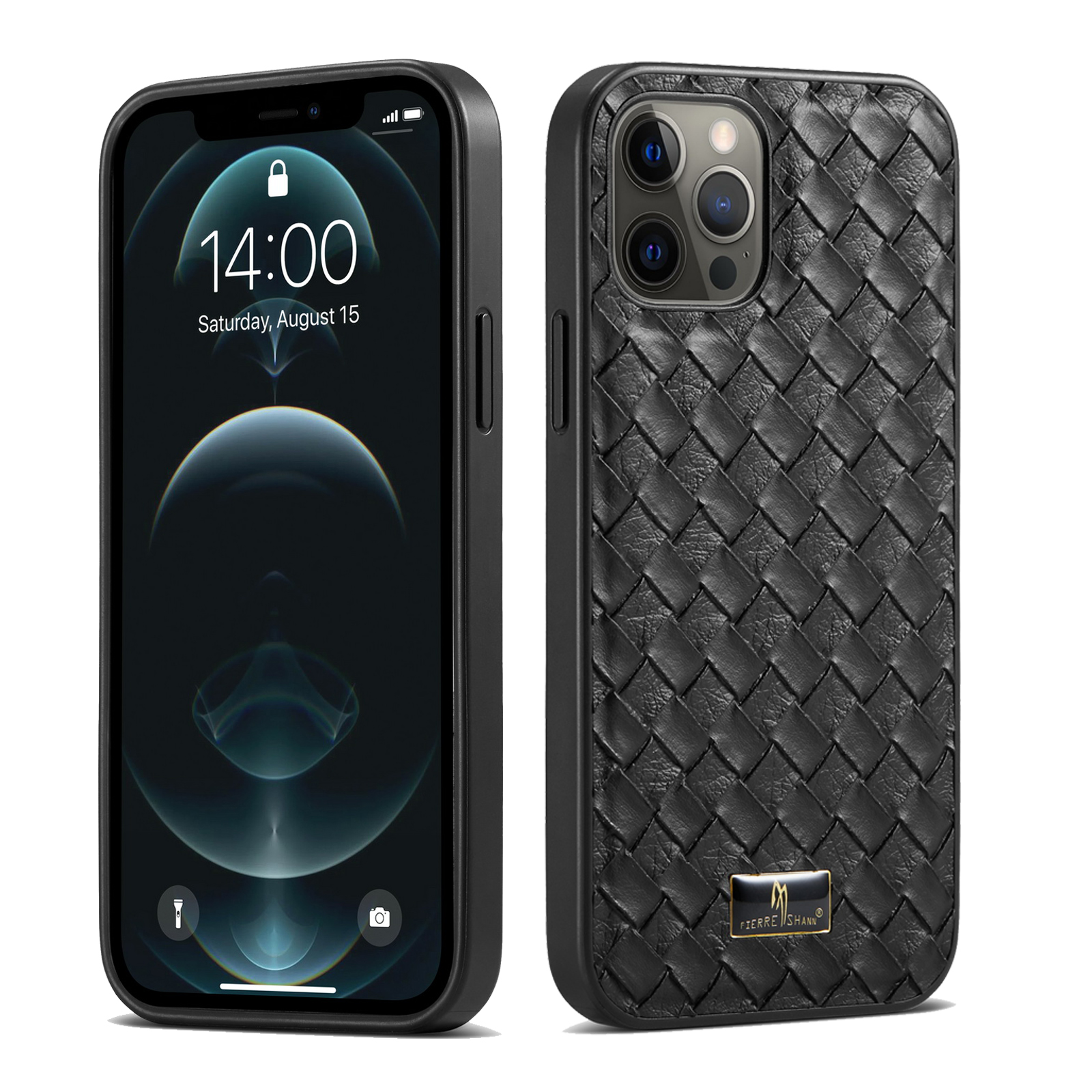 

Fierre Shann Super Slim PU Кожа + Пластик + TPU Чехол Для Телефона Для IPhone 12 / 12Pro - Тканые Текстуры, iPhone 12