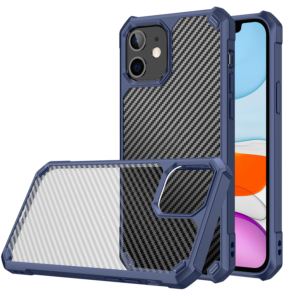 

Kohlenstofffaser -tpu + Acrylschockdelie -protektor Hülle Für Iphone 11 6,1 Zoll - Blau, iPhone 11