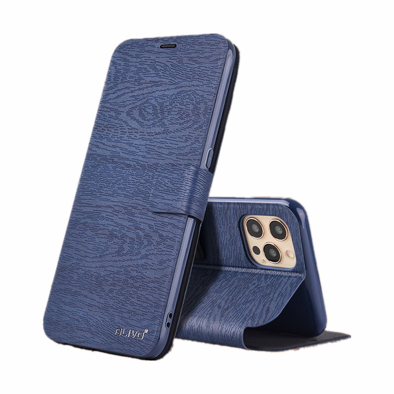 

Alivo Wood Текстура Кожаный Мобильный Телефон Корпус Для Мобильных Телефонов Для IPhone 12 Pro / iPhone 12. - Синий, iPhone 12 Pro