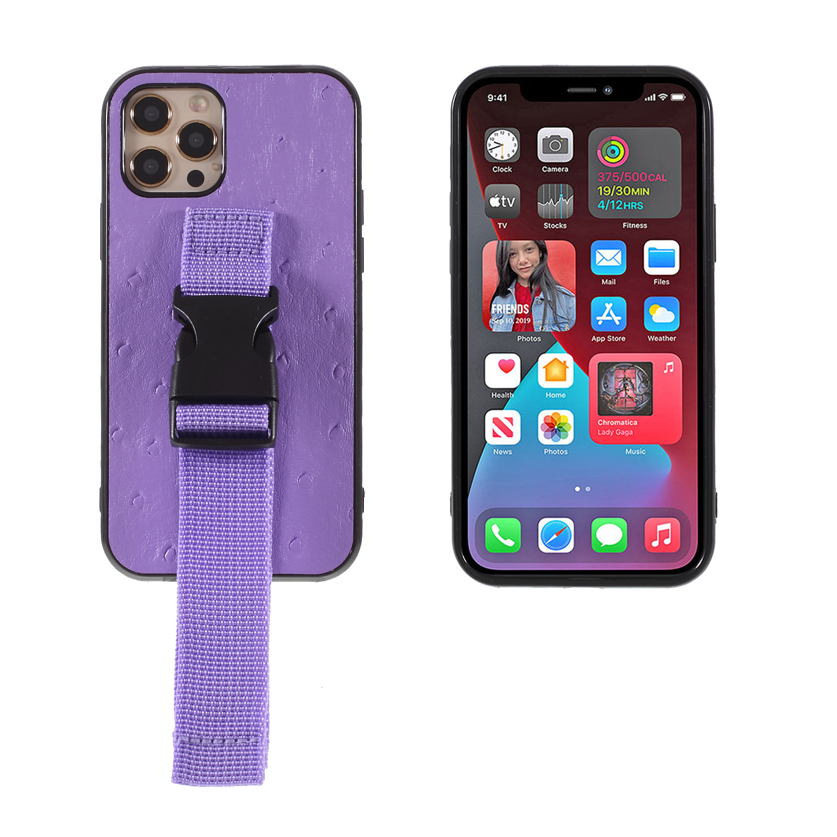 

Наручный Ремешок Дизайн Вода Декор Декор Жесткого ПК Телефон Чехол Для IPhone 12 Pro Max - Фиолетовый, iPhone 12 Pro Max