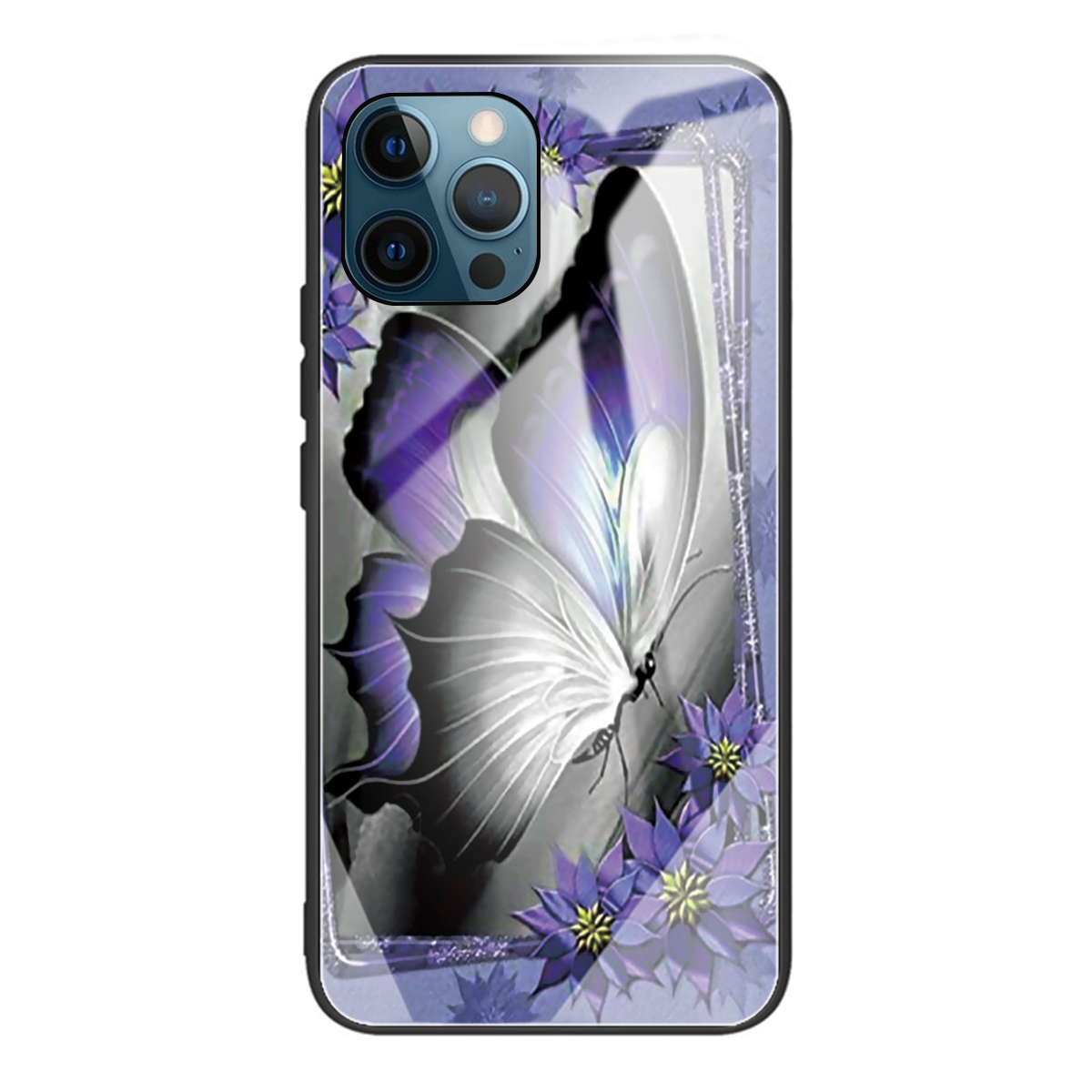 

Tempered Glass + TPU Phone Cover Pattern Printing Drop-proof Case for iPhone 12 Pro Max - Butterfly, iPhone 12 Pro Max