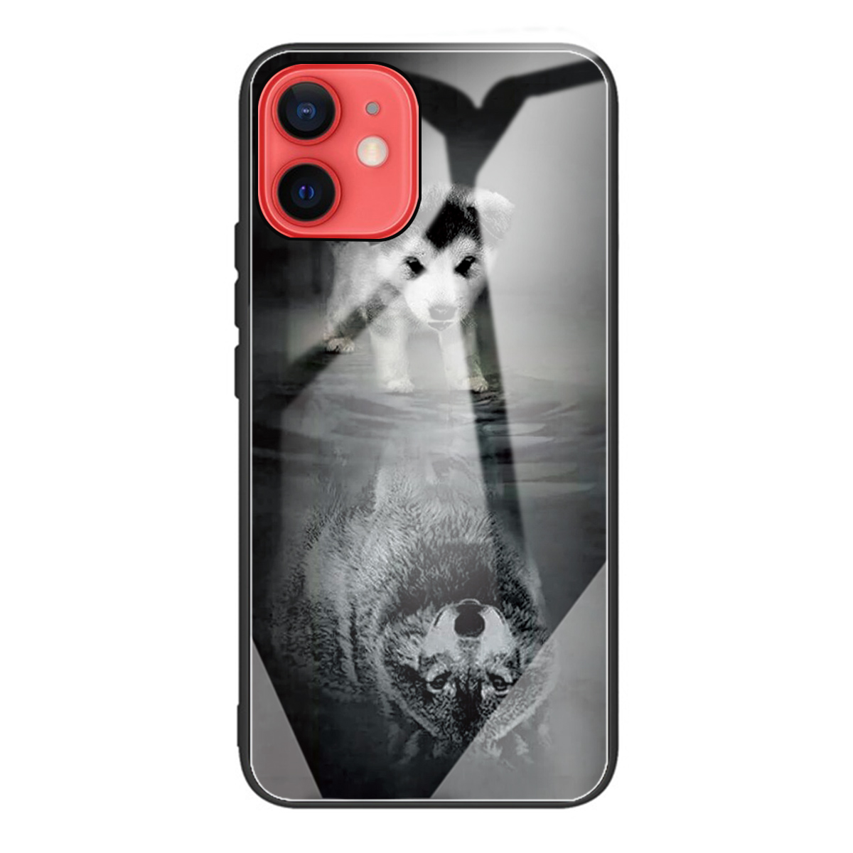 

Узорная Печать Закаленное Стекло + ТПУ Телефон Защитный Чехол Для IPhone 11 6,1 Дюйма - Две Волки, iPhone 11 6.1 inch