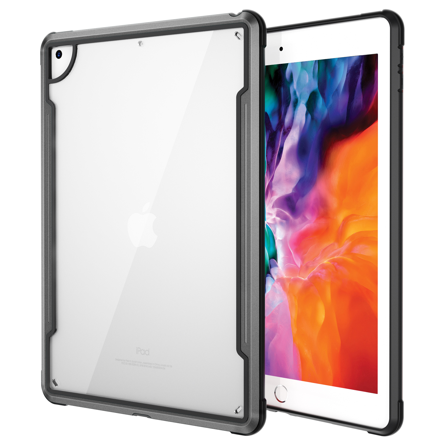 

PC + TPU + Metal Tablet Triple-Layer Protection Cover for iPad 10.2 (2021)/(2020)/(2019) - Black / Silver, iPad 10.2 (2020)