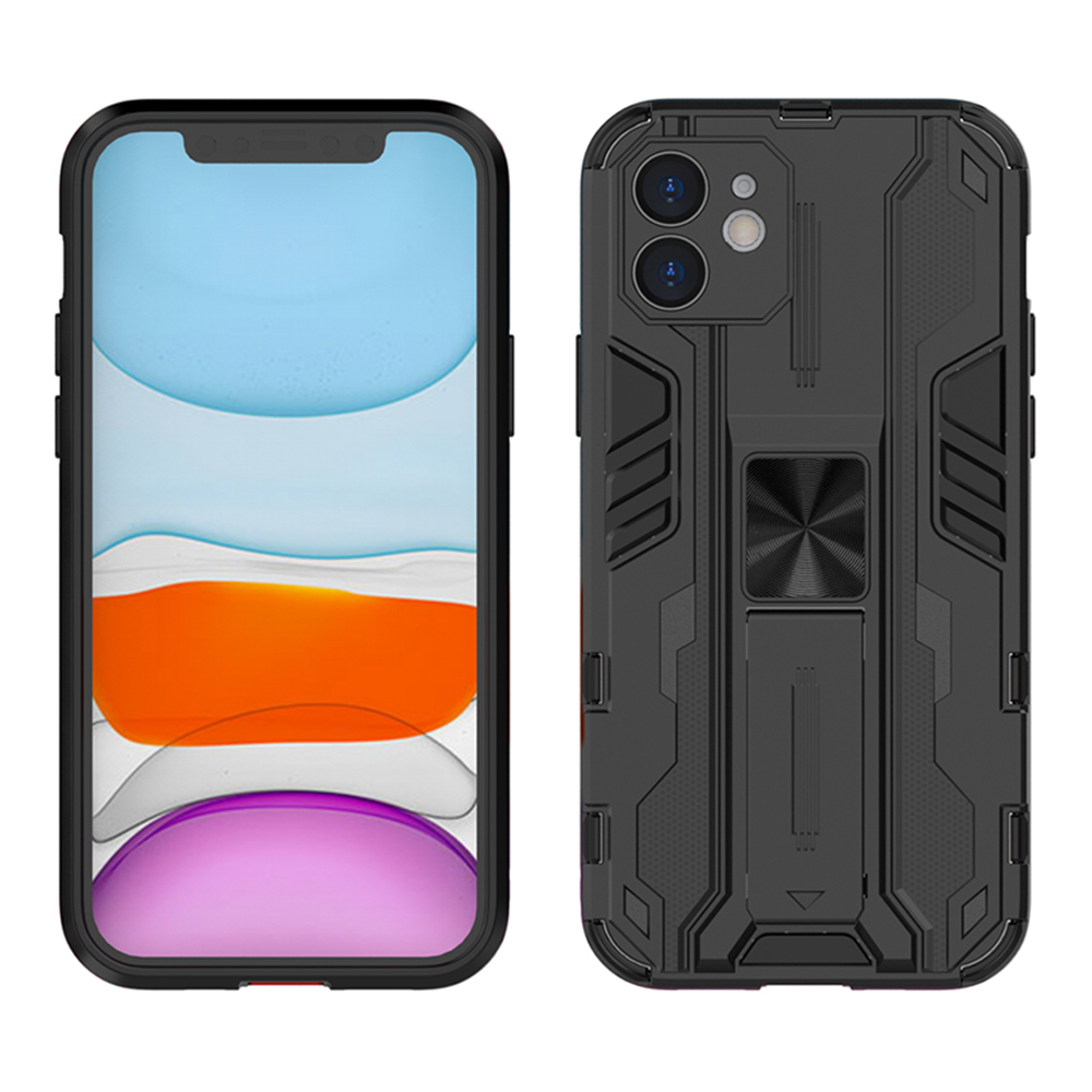 

пк + TPU Shock -resean Phone Case с Kickstand Для Iphone 12 Mini - Черный, iPhone 12 mini