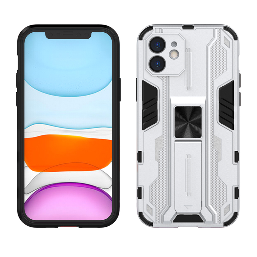 

пк + TPU Shock -resean Phone Case с Kickstand Для Iphone 12 Mini - Серебряный, iPhone 12 mini