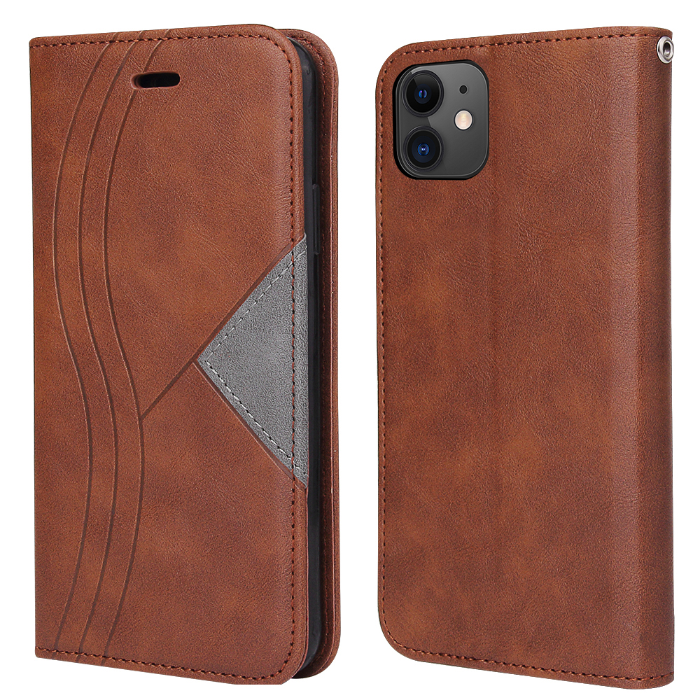 

Splicing Auto-absorbed Leather Card Holder Phone Case for iPhone 12 mini - Brown, iPhone 12 mini