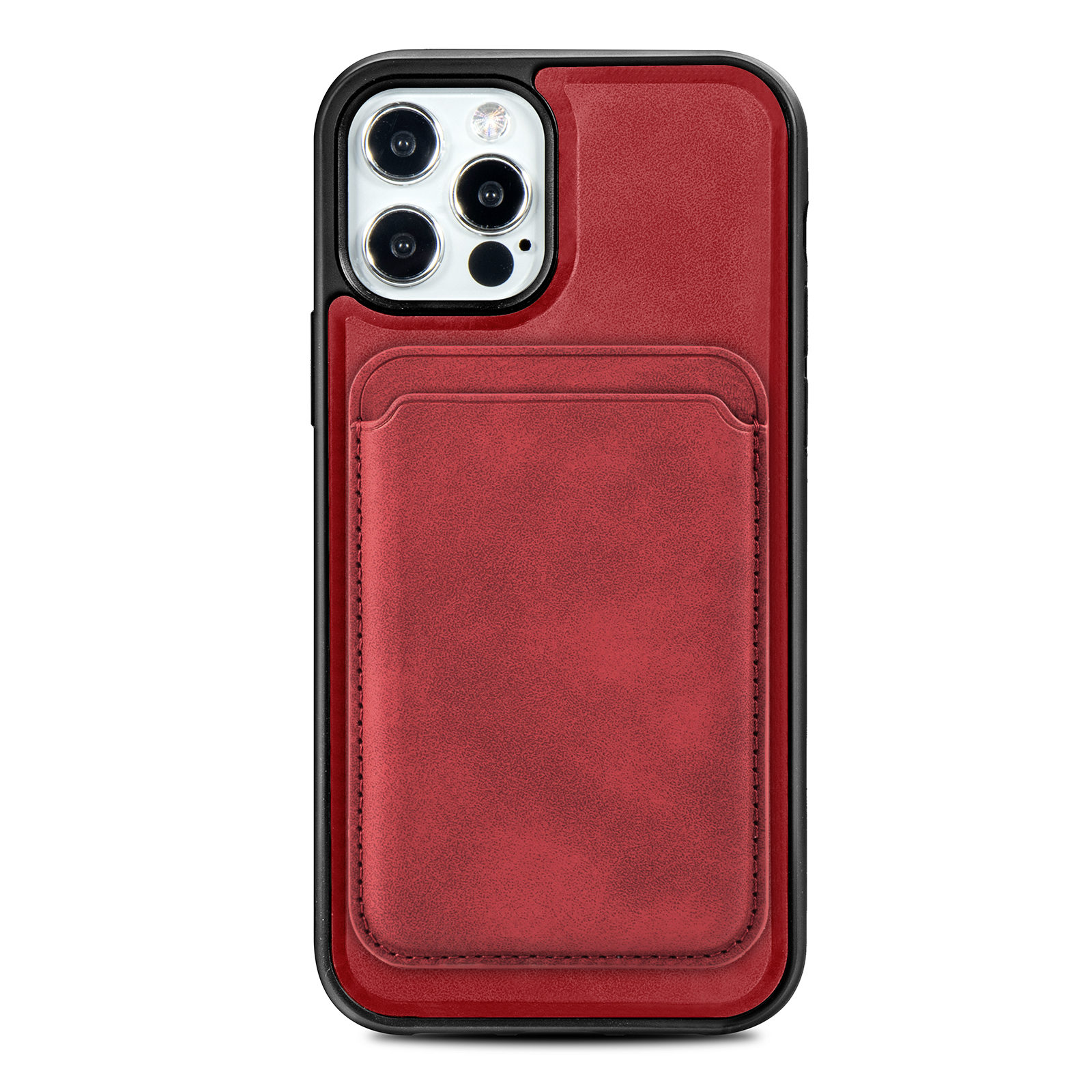 

Vintage Texture Magnetic Suction Hybrid Phone Case with Card Holder for iPhone 12/12 Pro - Red, iPhone 12
