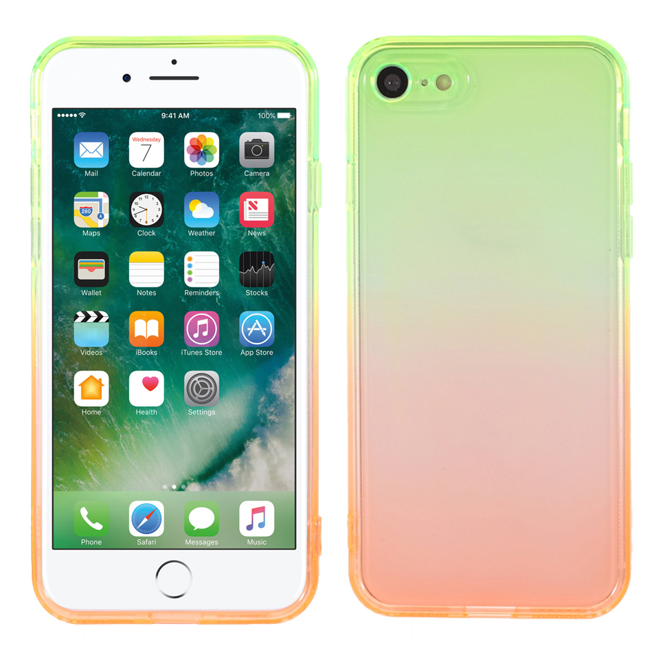 

Ударопрочный Градиент Цвет TPU Телефон Защитный Чехол Для IPhone 7 4,7 Дюйма / 8 4,7 Дюйма / SE (2-е Поколение) - Зеленый Оранжевый, iPhone 7 4.7 inch
