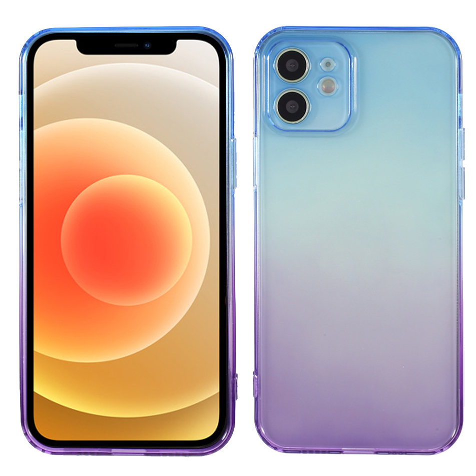 

Gradient Color Fall Resistance TPU Phone Protective Shell Case Cover for iPhone 12 - Blue Purple, iPhone 12