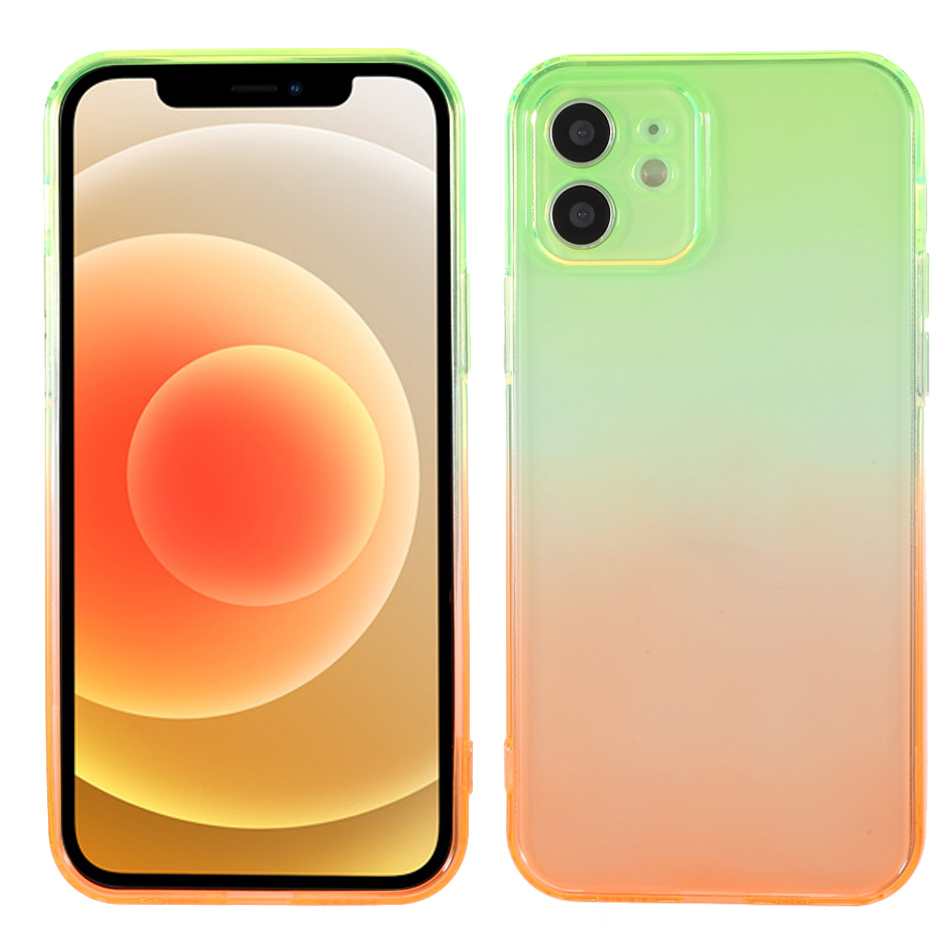 

Gradient Color Fall Resistance TPU Phone Protective Shell Case Cover for iPhone 12 - Green Orange, iPhone 12