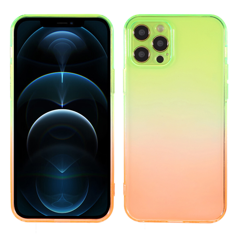 

Gradient Color Anti-Fall TPU Защитный Телефон Задний Чехол Для IPhone 12 Pro - Зеленый / Оранжевый, iPhone 12 Pro