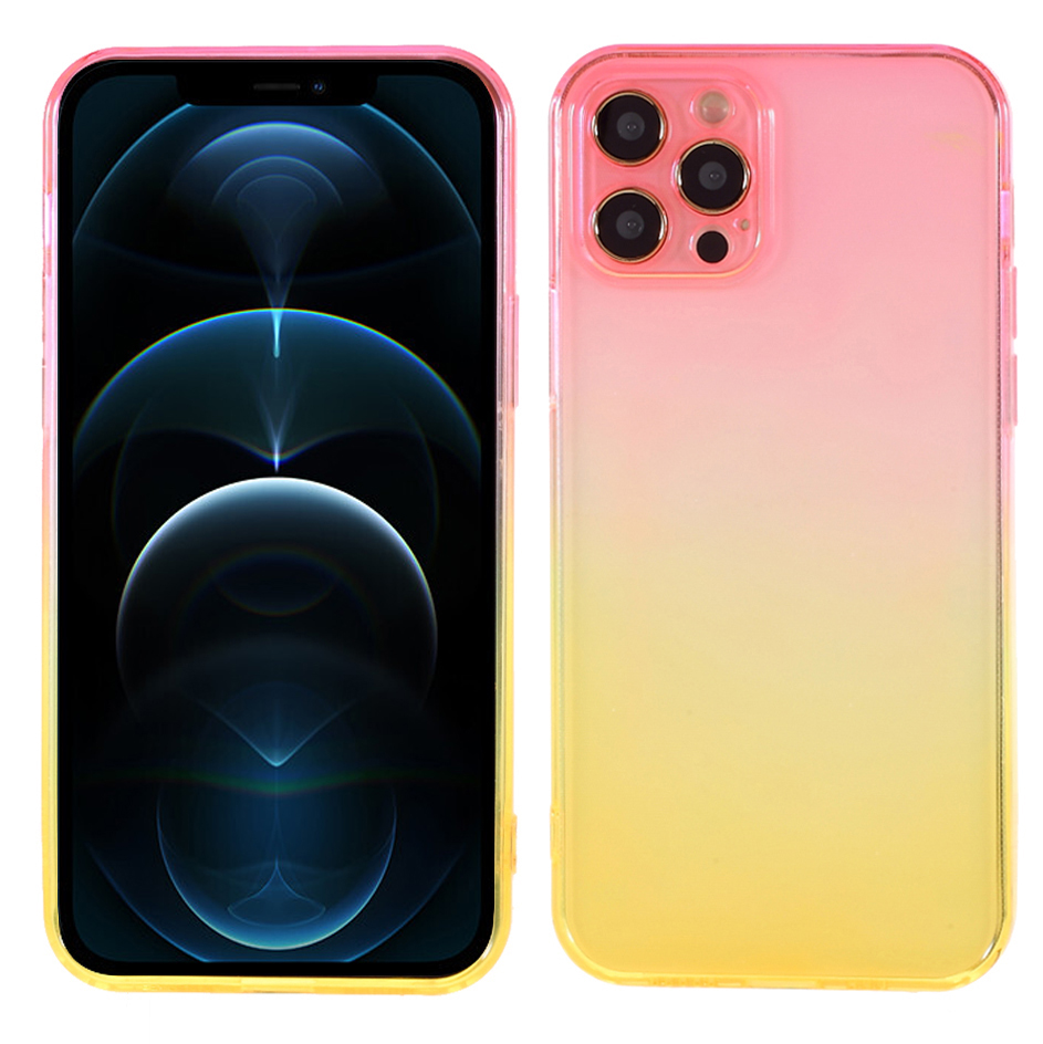 

Gradient Color Anti-Fall TPU Защитный Телефон Задний Чехол Для IPhone 12 Pro - Розовый / Оранжевый, iPhone 12 Pro