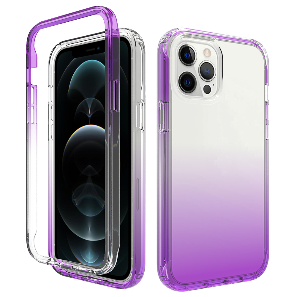 

2-in-1 PC+TPU Gradient Color Design Phone Case for iPhone 12 Pro Max - Purple, iPhone 12 Pro Max