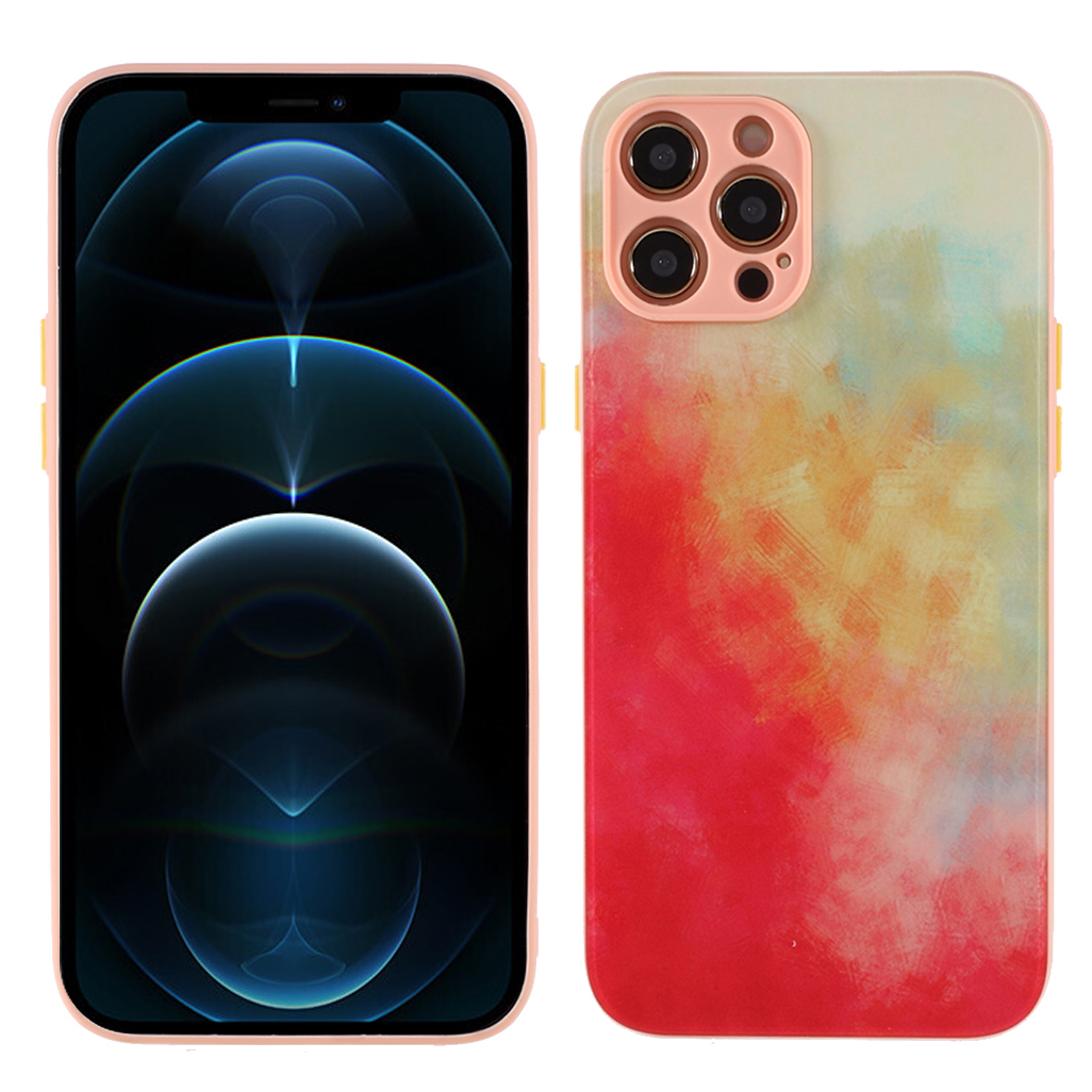 

Стильный Акварельный Рисунок Дизайн Закаленного Стекла + TPU Edge Case Для IPhone 12 Pro Max - Красный, iPhone 12 Pro Max