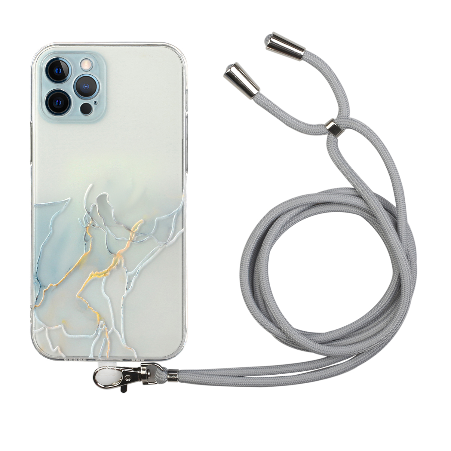 

Мраморный Шаблон Гибкий Корпус TPU с Lanyard Для Iphone 12 Pro Max - Стиль ф