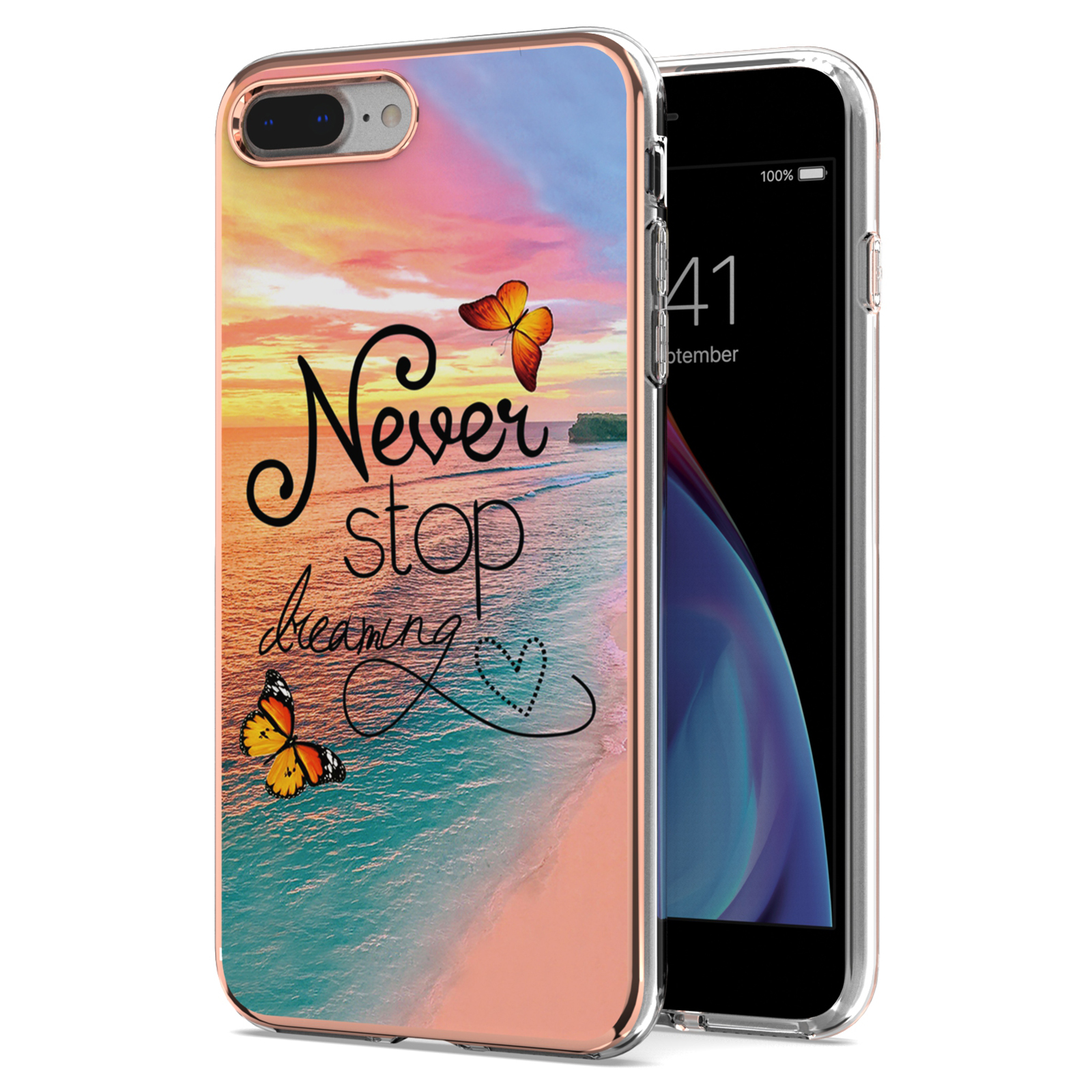 

A Series Electroplating IMD TPU Mobile Phone Case Cover for iPhone 7 Plus 5.5 inch/8 Plus 5.5 inch - Never Stop Dreaming, iPhone 7 Plus 5.5 inch