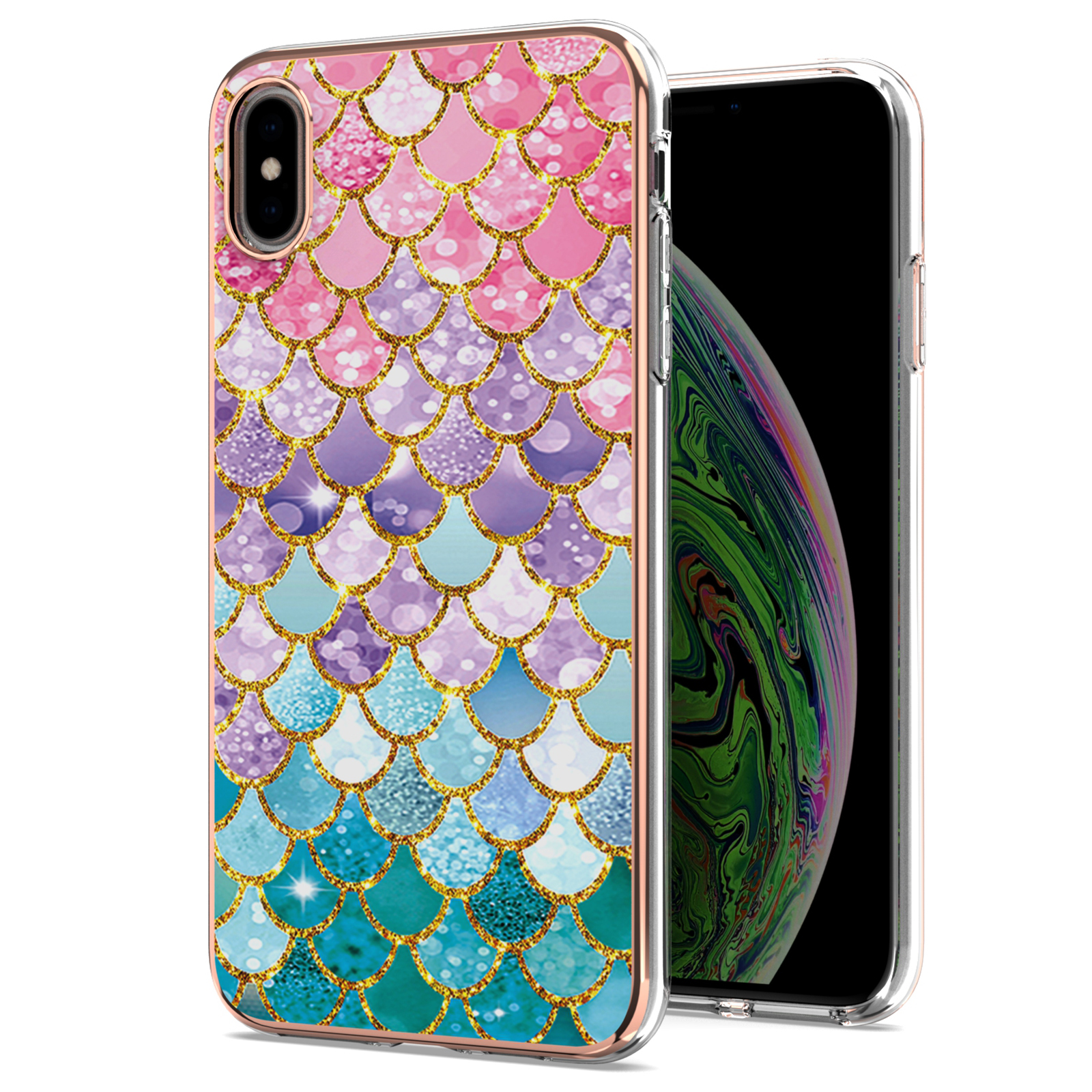 

Серия ELMD IMD Soft TPU Телефон Защитный Чехол Крышка Корпуса Для IPhone XS MAX 6,5 Дюйма - Красочные Весы, iPhone XS Max 6.5 inch