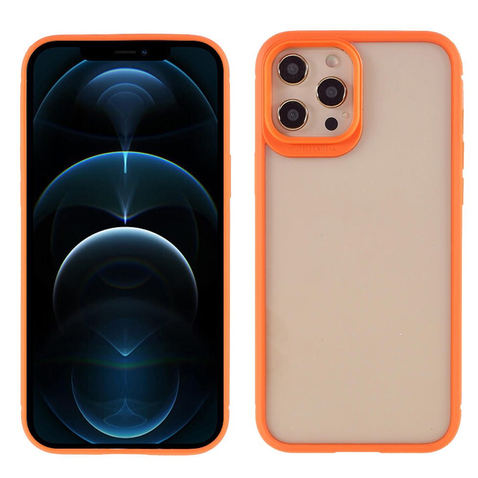 

Thickened TPU Frame + Acrylic Back Cover Phone Shell for iPhone 12 Pro Max - Orange, iPhone 12 Pro Max