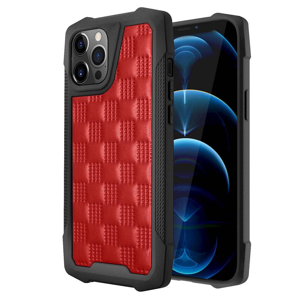 

Phantom Series Drop-proof PU Leather + TPU+PC Hybrid Phone Case Shell for iPhone 12 Pro Max - Red, iPhone 12 Pro Max