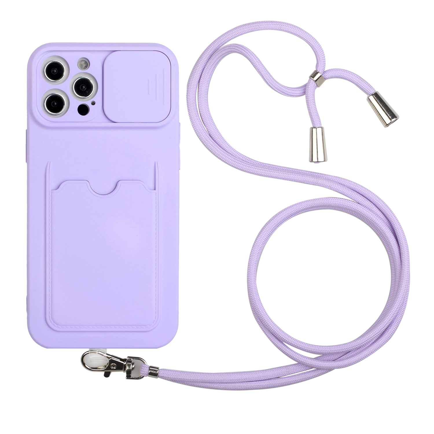

Full Body Protection Slim Shockproof Soft TPU Phone Case with Slide Camera Lens Cover and Strap for Phone 12 Pro 6.1 inch - Purple, iPhone 12 Pro