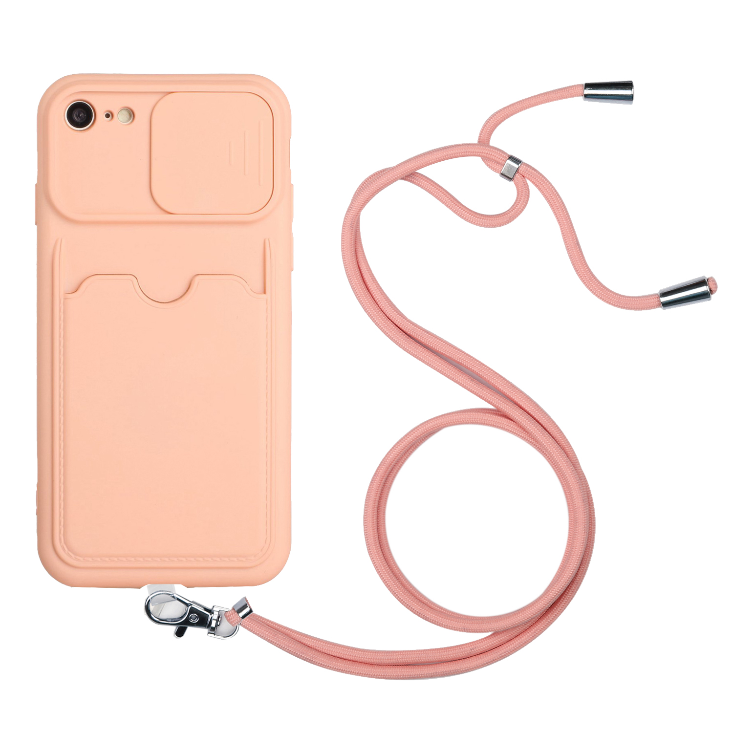 

Soft Bumper Anti-Scratch Ultra Slim Soft TPU Protective Case with Slide Camera Lens Cover and Lanyard for iPhone 7 4.7 inch - Orange, iPhone 7 4.7 inch