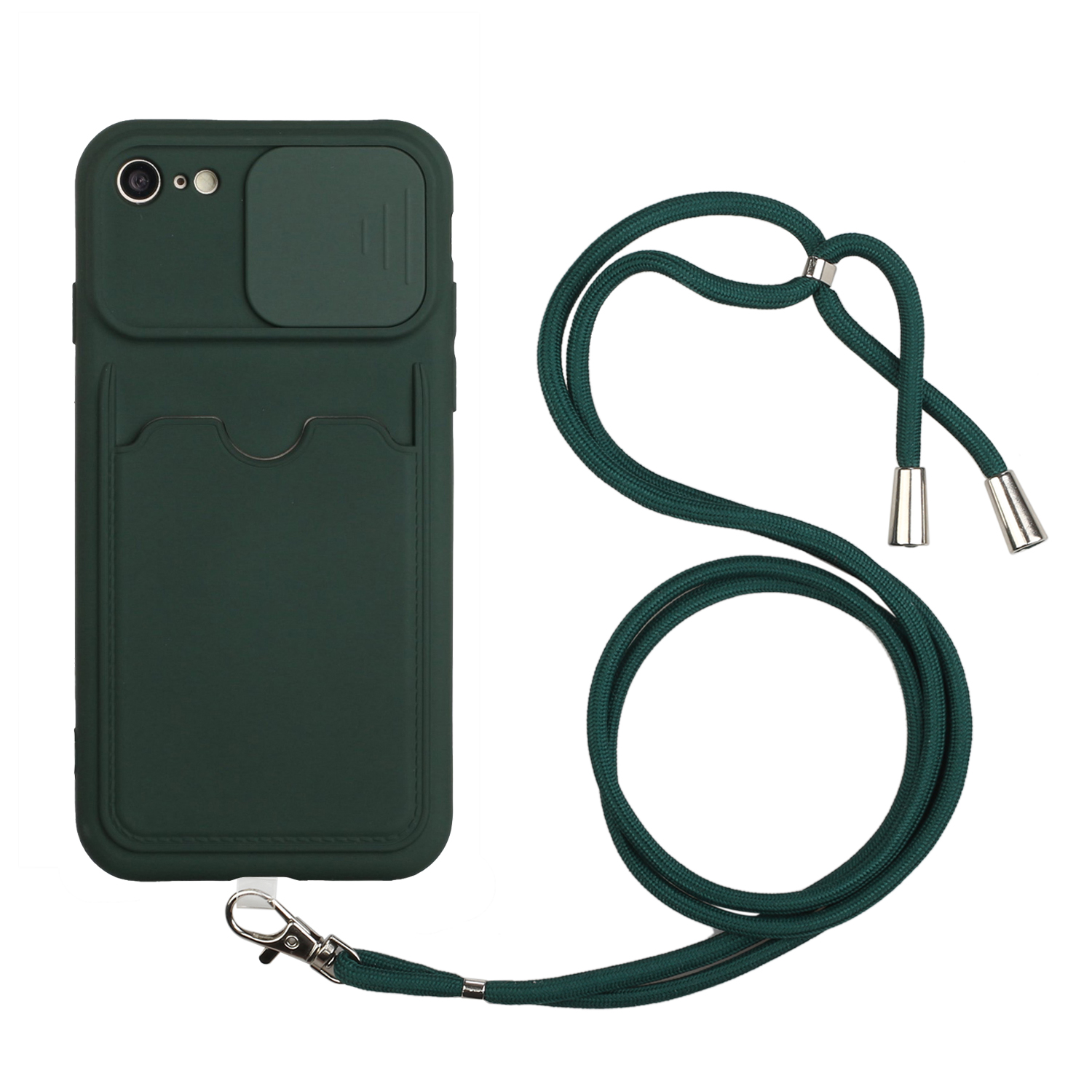 

Мягкий Бампер Anti-strate Ultra Slim Soft TPU Защитный Чехол Со Скользящей Крышкой Объектива Камеры И Тарелкой Для IPhone 7 4,7 Дюйма - Темно-зеленый, iPhone 7 4.7 inch