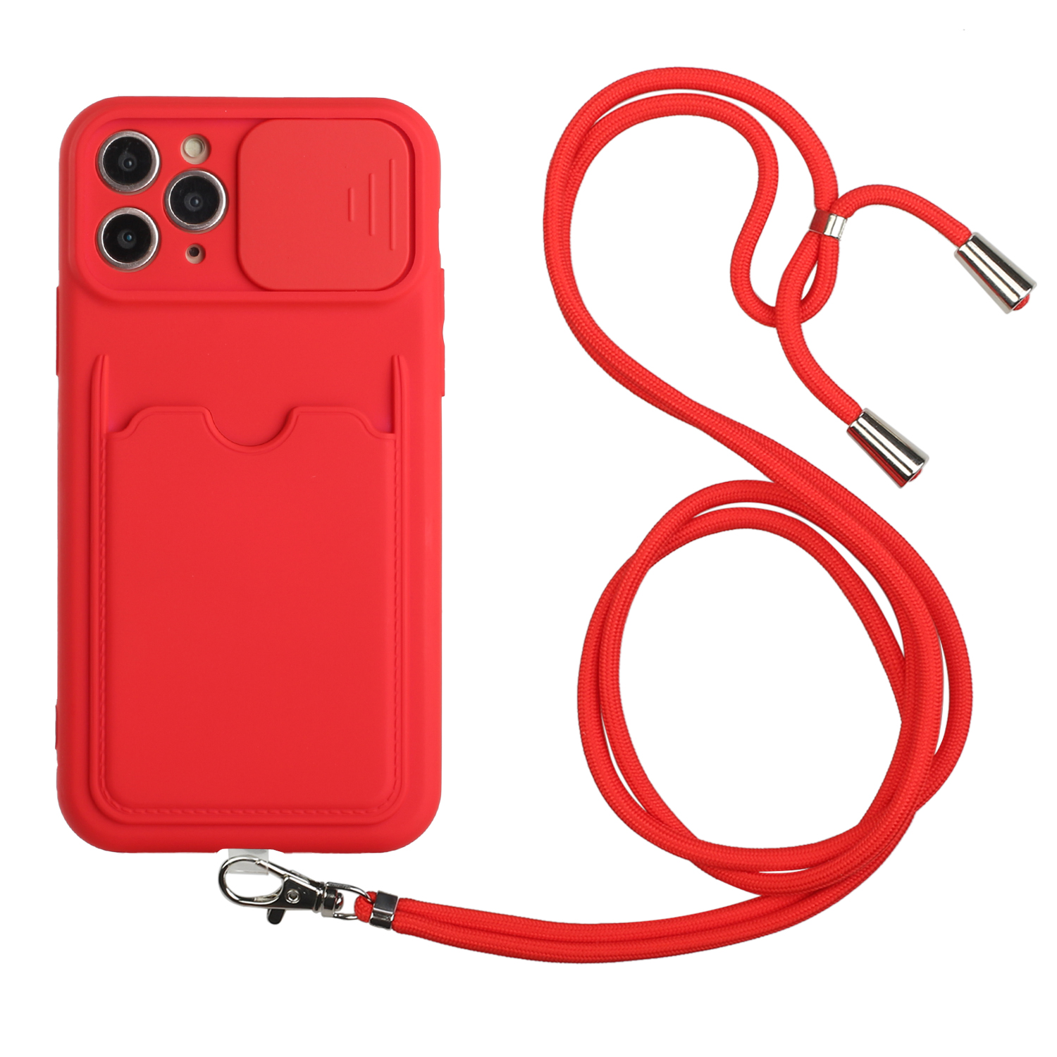 

Candy Color Protective Bumper Soft TPU Back Cover with Slide Camera Lens Cover and Neck Strap for iPhone 11 Pro 5.8 inch - Red, iPhone 11 Pro 5.8 inch