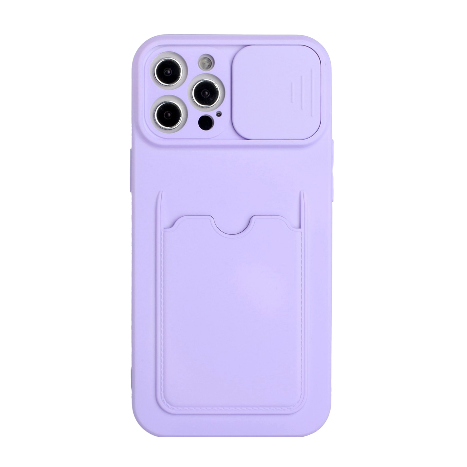 

Card Slot Design Rubberized TPU Cover Case with Camera Protective Slider for iPhone 12 Pro Max 6.7 inch - Purple, iPhone 12 Pro Max