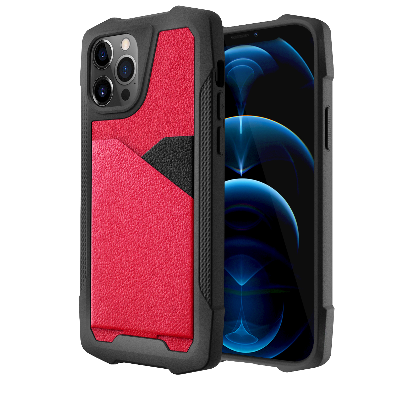 

Дизайн Слота Текстуры Litchi Dropected Hybrid Case Cover Cass Для IPhone 12 6,1 Дюйма / 12 PRO 6,1 Дюйма - Красный, iPhone 12