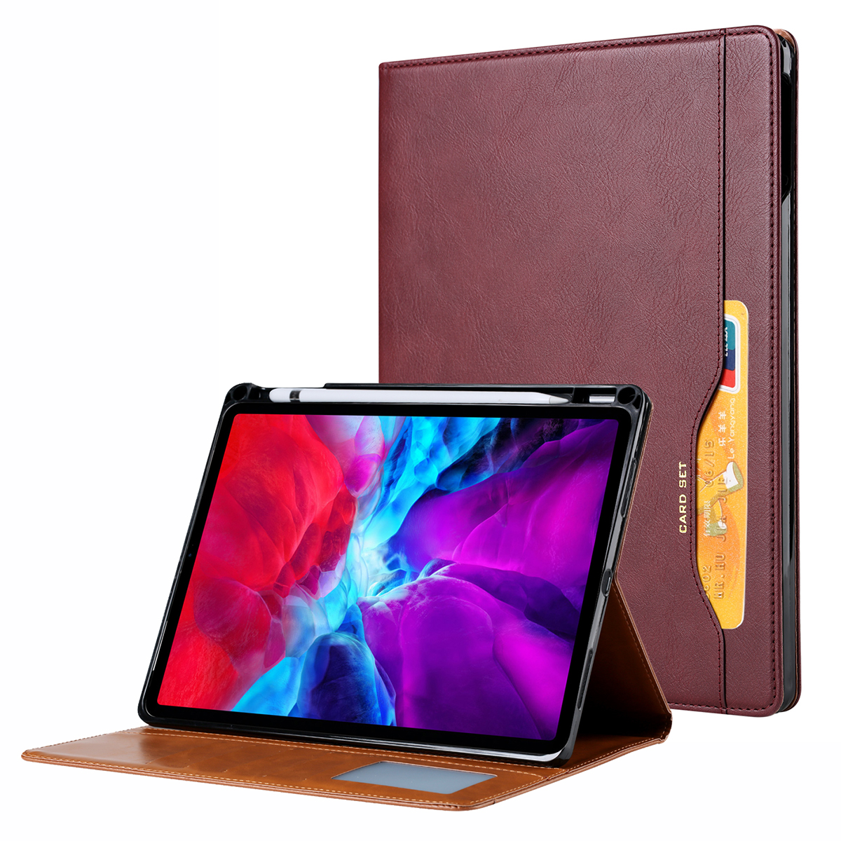 

Автоматический Пробуждение & Сонная Кожаная Кожа Bi-cold Swelet Tablet Tablet Cover с Держателем Ручки Для Ipad Pro 11-дюймовый (2021) - Красное Вино, iPad Pro 11 (2021)