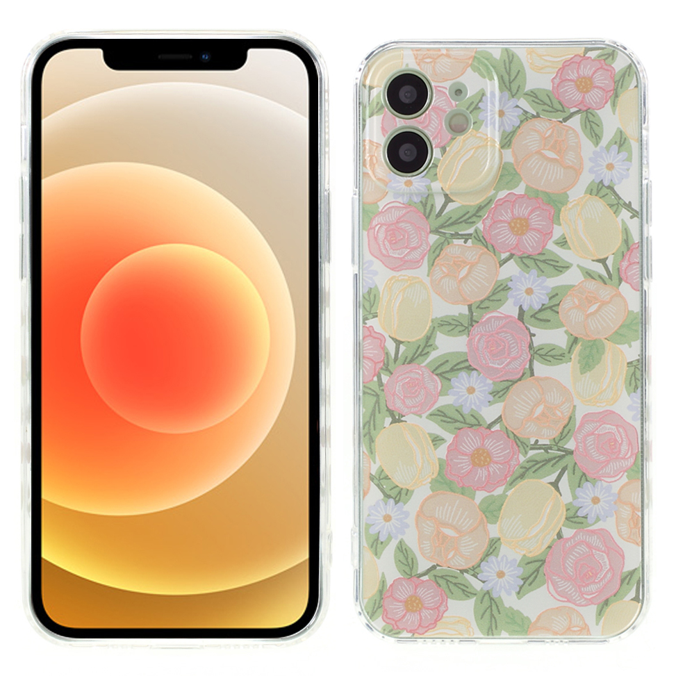 

Stylish Flower Embossment Flexible TPU Phone Case Shell for iPhone 12 6.1 inch, iPhone 12