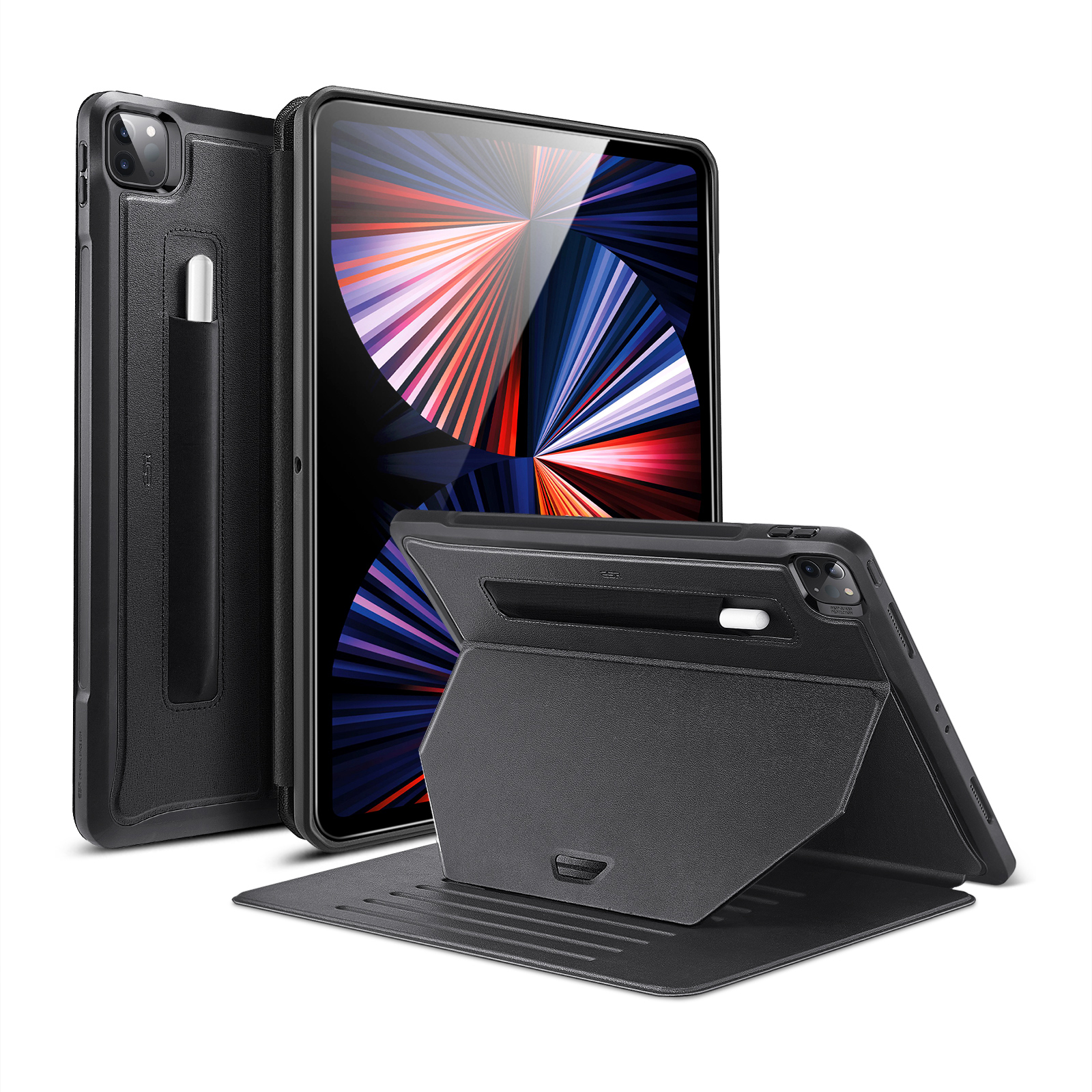 

ESR Sentry Multi-Counte Punged Case Protection Case С Слотом Ручки Для IPad Pro 12,9-дюймовый (2021) - Чернить, iPad Pro 12.9-inch (2021)