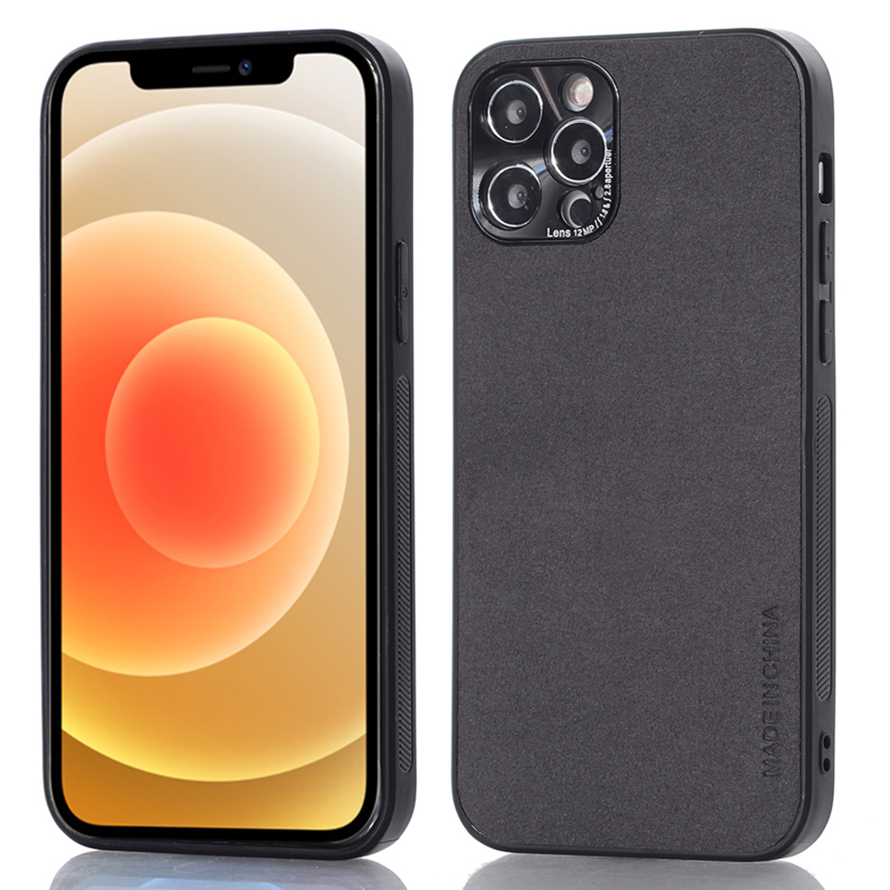 

Microfiber Leather Coated TPU Precise Cut-Out Phone Case for iPhone 12 Pro 6.1 inch - Grey, iPhone 12 Pro
