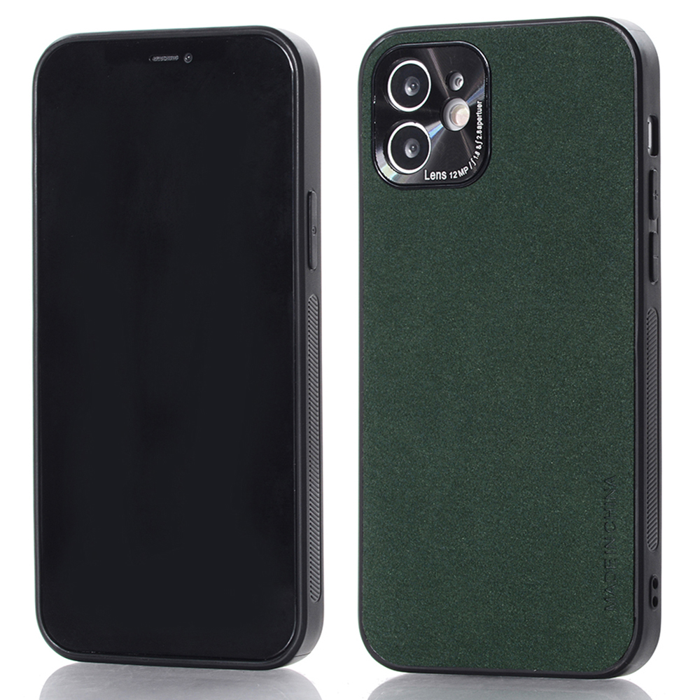 

Precise Cut-Out Microfiber Leather Coated TPU Phone Case for iPhone 12 6.1 inch - Green, iPhone 12