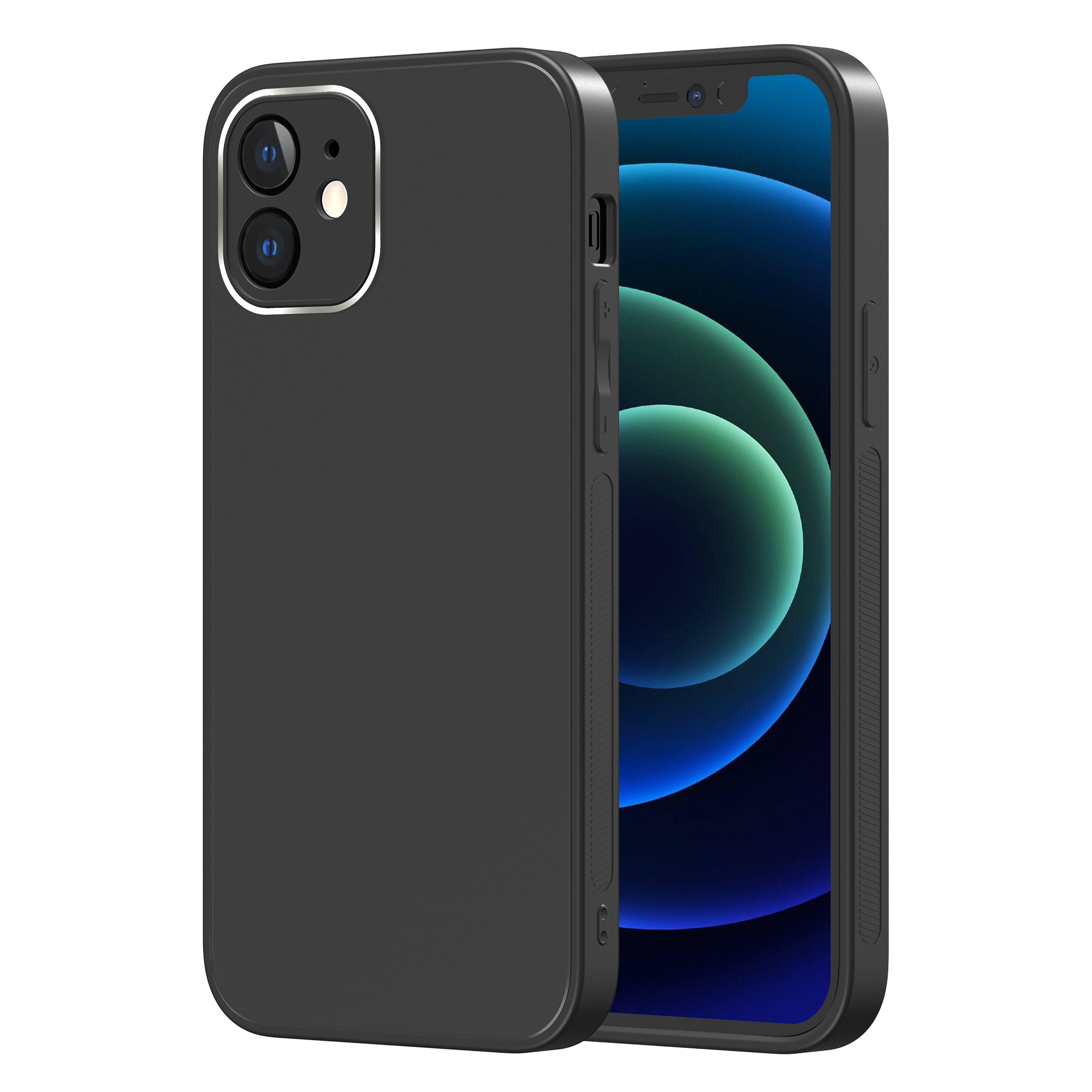 

PC + TPU + Frosted Glass Hybrid Phone Back Case Cover for iPhone 12 mini 5.4 inch - Black, iPhone 12 mini