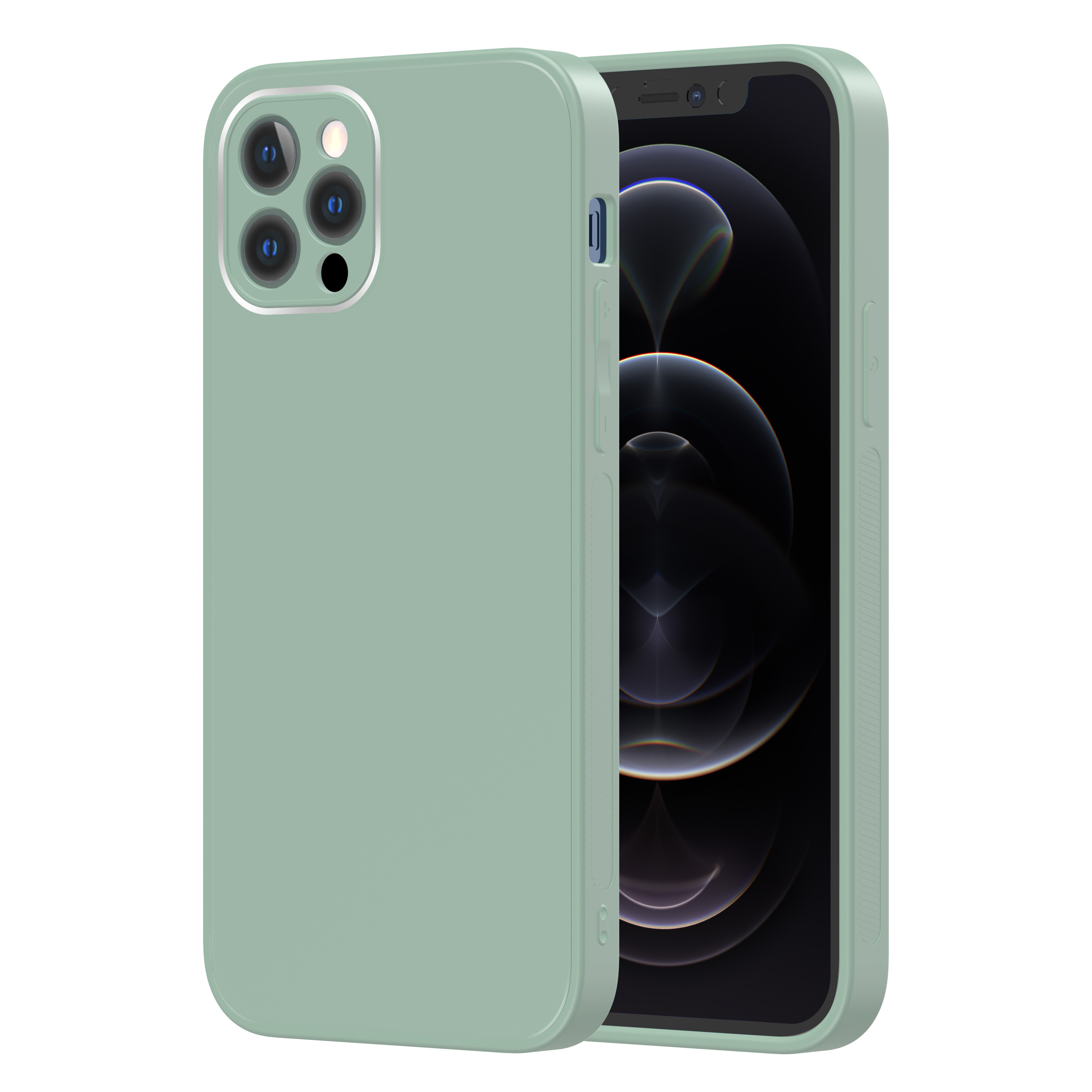 

Matte Glass Precise Hole-Opening Phone Case for iPhone 12 Pro Max 6.7 inch - Green, iPhone 12 Pro Max