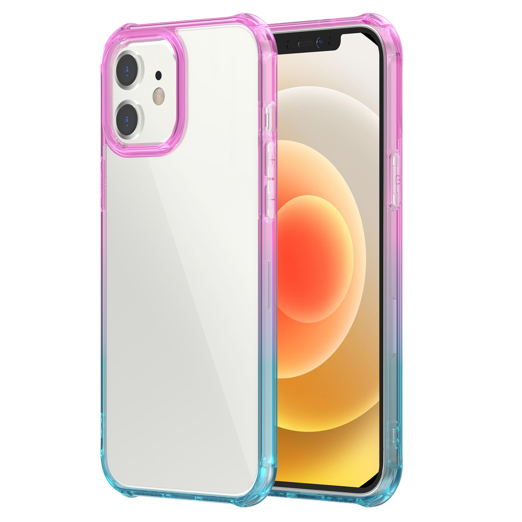 

Acrylic + TPU Gradient Color Anti Scratch Hybrid Case for iPhone 12 mini 5.4 inch - Rose/Blue, iPhone 12 mini