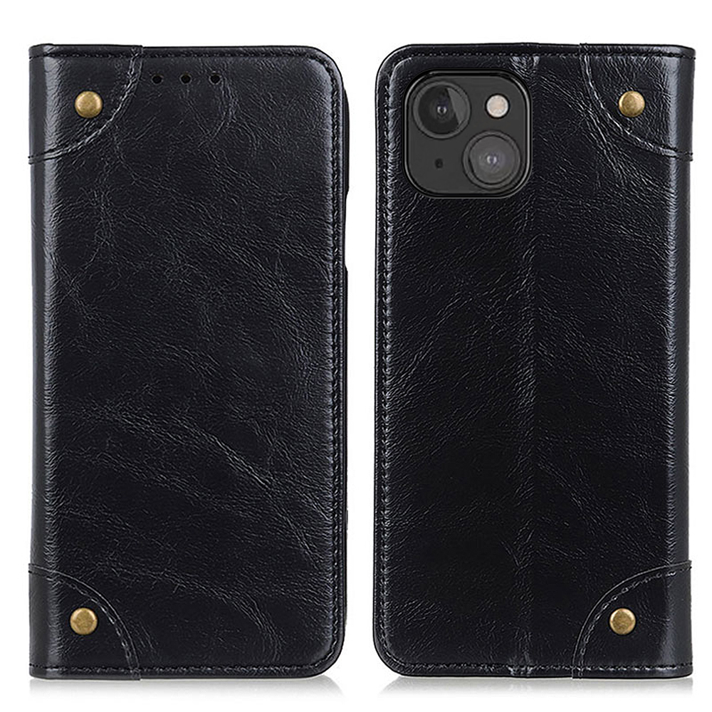 

Super Magnet Carture Colect Дизайн Всесторонний Кожаный Телефон Оболочки С Подставкой Для IPhone 13 Mini 5,4 Дюйма - Чернить, iPhone 13 mini