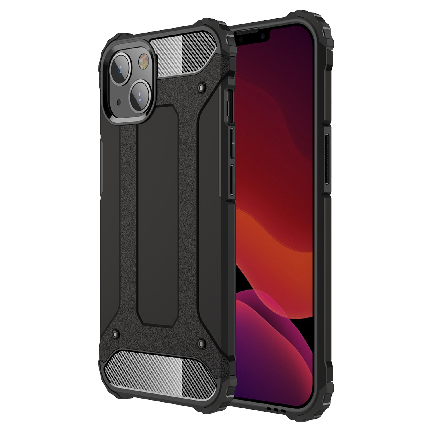 

For iPhone 13 mini 5.4 inch Soft TPU + Hard PC Anti-Scratch Phone Case Drop Protection Shockproof Cover - Black, iPhone 13 mini