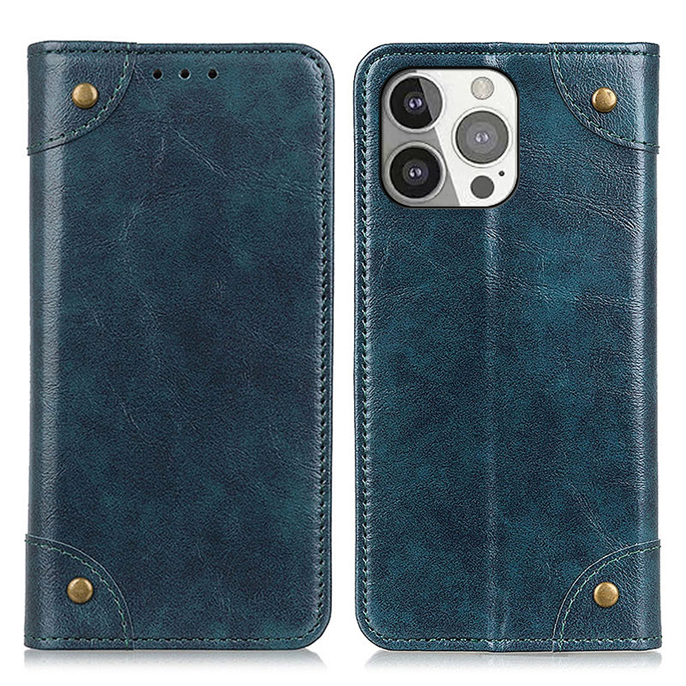 

Magnetic Auto-absorbed Wallet Stand Leather Case Shell for iPhone 13 Pro 6.1 inch - Blue, iPhone 13 Pro