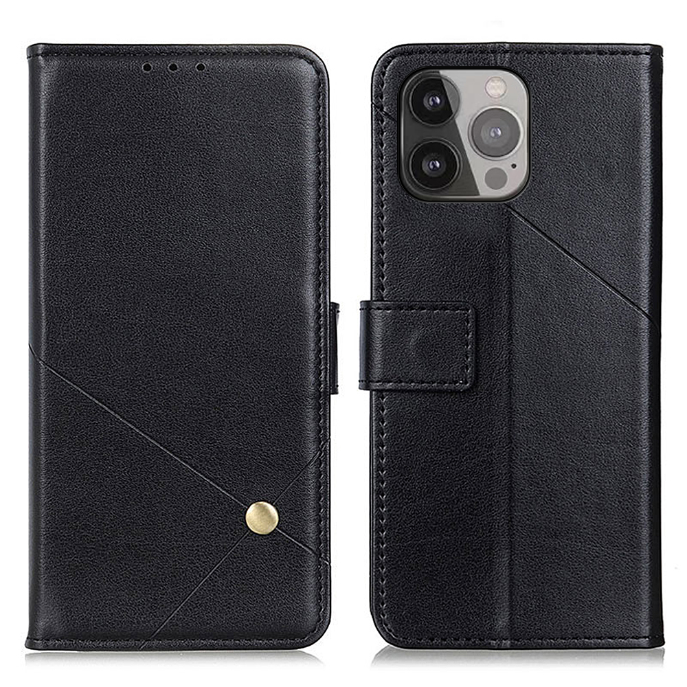 

Кошелек Дизайн PU Кожи Защита Защиты От Оболочки Корпуса Для IPhone 13 Pro Max 6,7 Дюйма - Чернить, iPhone 13 Pro Max